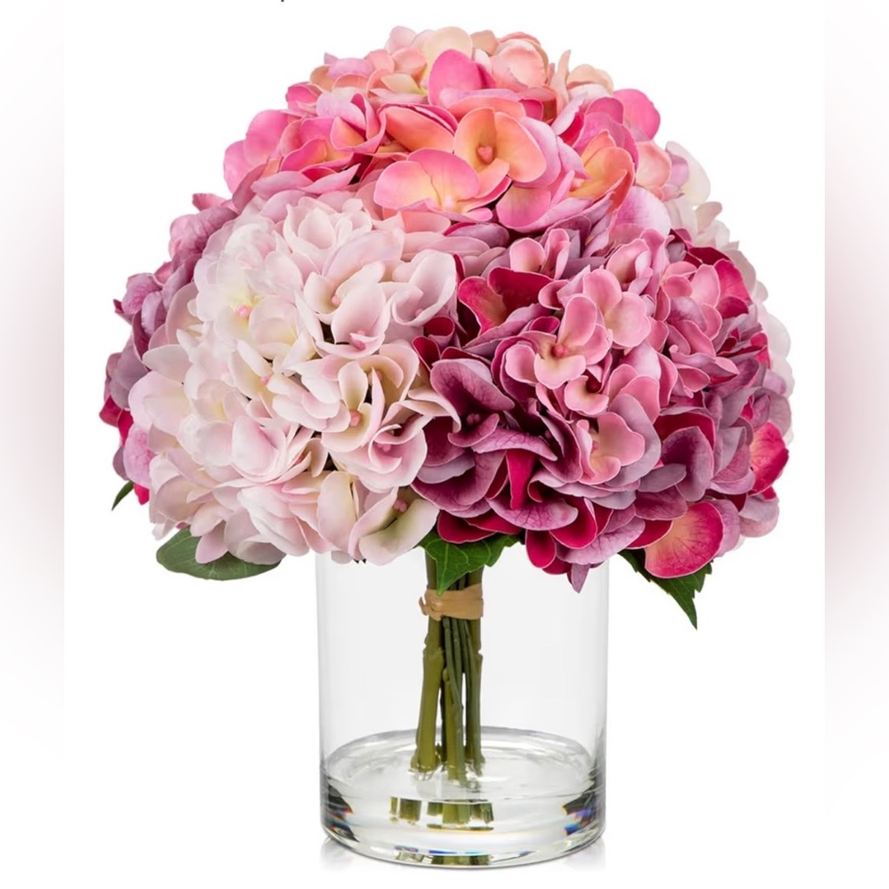 Vase Latex Large Faux Hydrangea Flowers Arrangements Hydrangeas Home Decor